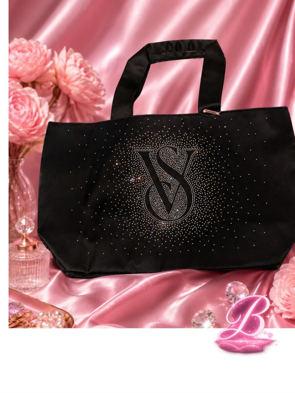 Victoria’s Secret Black Shine Tote  Large - NWT
